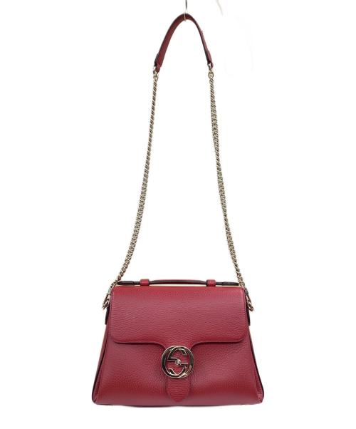 GUCCI（グッチ）GUCCI (グッチ) チェーンショルダーバッグ レッドの古着・服飾アイテム