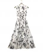 FRAY IDフレイ アイディー）の古着「ウエストシャーリングフラワープリントワンピース」｜ホワイト