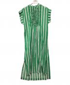 ne quittez pasヌキテパ）の古着「ノースリーブワンピース」｜グリーン×ホワイト