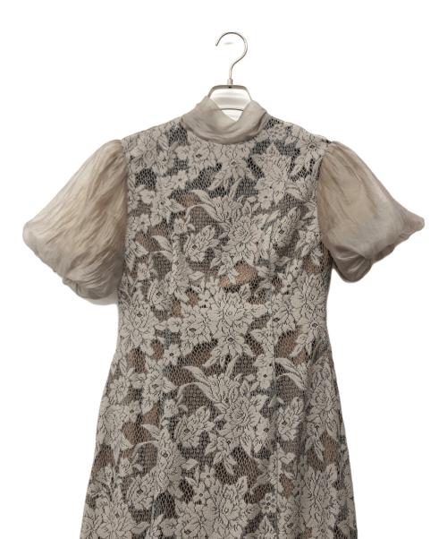 LAGUNA MOON（ラグナムーン）LAGUNA MOON (ラグナムーン) ジャガードレースフレアーワンピース グレー×ベージュ サイズ:Mの古着・服飾アイテム