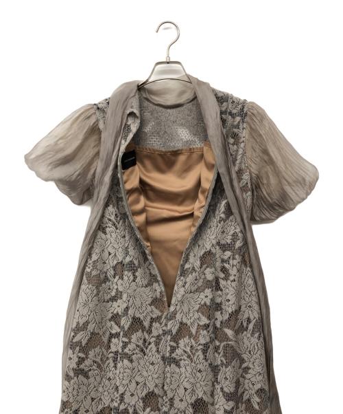 LAGUNA MOON（ラグナムーン）LAGUNA MOON (ラグナムーン) ジャガードレースフレアーワンピース グレー×ベージュ サイズ:Mの古着・服飾アイテム