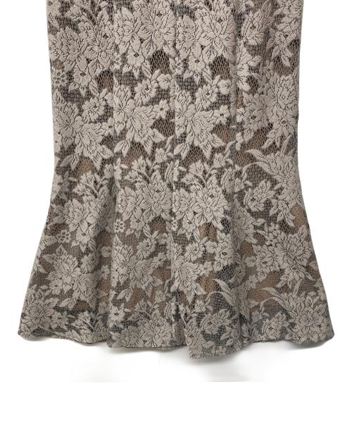 LAGUNA MOON（ラグナムーン）LAGUNA MOON (ラグナムーン) ジャガードレースフレアーワンピース グレー×ベージュ サイズ:Mの古着・服飾アイテム