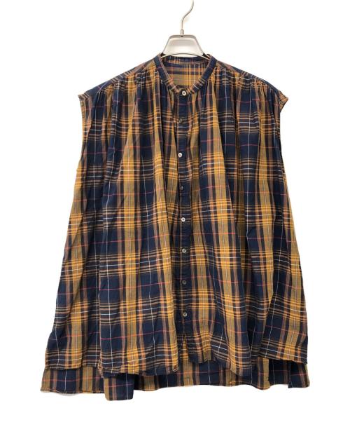 universal seven（ユニヴァーサルセブン）universal seven (ユニヴァーサルセブン) ブラウス ネイビー×イエロー サイズ:不明の古着・服飾アイテム