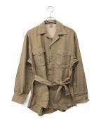 221 VILLAGEニーニーイチビレッジ）の古着「SILK LINEN SAFARI SHIRTJACKET」｜カーキ
