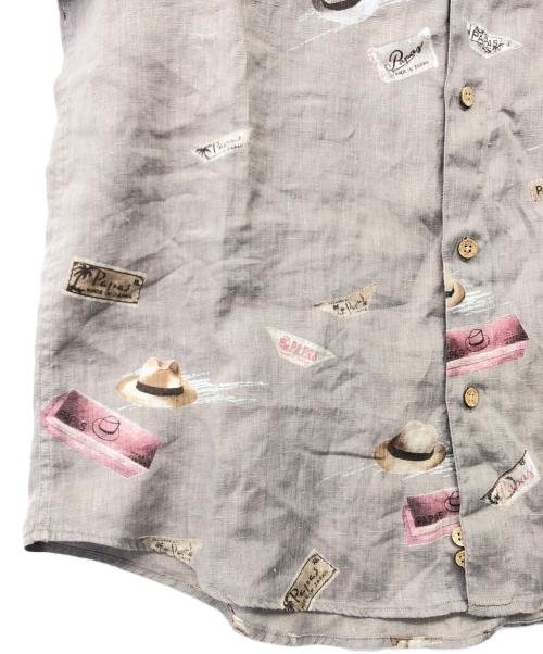 PAPAS（パパス）PAPAS (パパス) リネンシャツ グレー サイズ:Mの古着・服飾アイテム