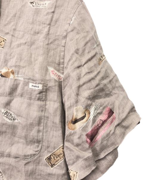 PAPAS（パパス）PAPAS (パパス) リネンシャツ グレー サイズ:Mの古着・服飾アイテム