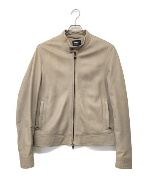 EMMETI（エンメティ）EMMETI (エンメティ) シングルライダースジャケット ベージュ サイズ:50の古着・服飾アイテム