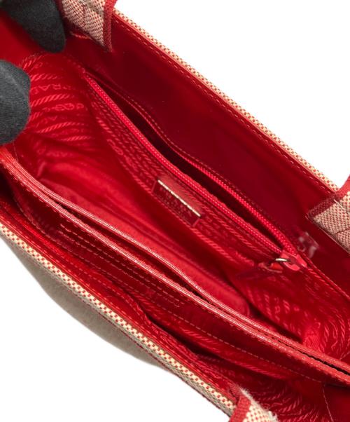 PRADA（プラダ）PRADA (プラダ) キャンバストートバッグ レッドの古着・服飾アイテム