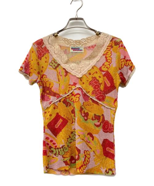 Hysteric Glamour（ヒステリックグラマー）Hysteric Glamour (ヒステリックグラマー) 半袖カットソー ピンク×オレンジ サイズ:FREEの古着・服飾アイテム