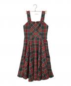 Lois CRAYONロイスクレヨン）の古着「ジャンパースカート」｜グレー×レッド