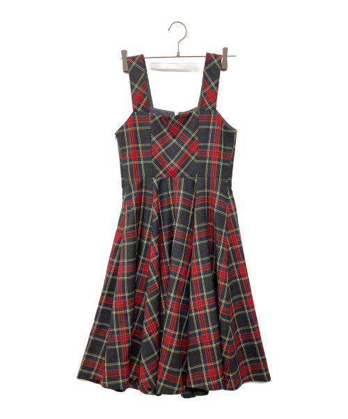 Lois CRAYON（ロイスクレヨン）Lois CRAYON (ロイスクレヨン) ジャンパースカート グレー×レッド サイズ:Mの古着・服飾アイテム