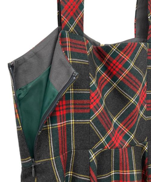 Lois CRAYON（ロイスクレヨン）Lois CRAYON (ロイスクレヨン) ジャンパースカート グレー×レッド サイズ:Mの古着・服飾アイテム