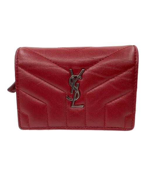 Saint Laurent Paris（サンローランパリ）Saint Laurent Paris (サンローランパリ) 2つ折りコンパクト財布 レッドの古着・服飾アイテム