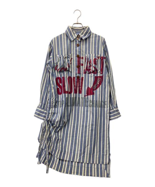 Vivienne Westwood RED LABEL CHOICE（ヴィヴィアンウエストウッドレッドレーベル チョイス）Vivienne Westwood RED LABEL CHOICE (ヴィヴィアンウエストウッドレッドレーベル チョイス) 長袖ワンピース ブルー×ホワイト サイズ:2の古着・服飾アイテム