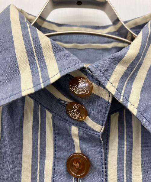 Vivienne Westwood RED LABEL CHOICE（ヴィヴィアンウエストウッドレッドレーベル チョイス）Vivienne Westwood RED LABEL CHOICE (ヴィヴィアンウエストウッドレッドレーベル チョイス) 長袖ワンピース ブルー×ホワイト サイズ:2の古着・服飾アイテム