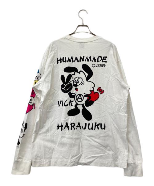 HUMAN MADE（ヒューマンメイド）HUMAN MADE (ヒューマンメイド) 長袖カットソー ホワイト サイズ:Lの古着・服飾アイテム