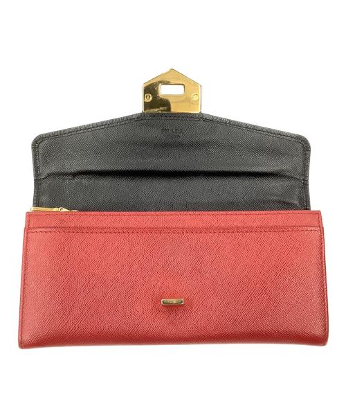 PRADA（プラダ）PRADA (プラダ) 長財布 ブラック×レッドの古着・服飾アイテム