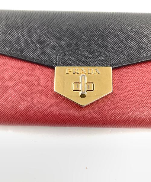 PRADA（プラダ）PRADA (プラダ) 長財布 ブラック×レッドの古着・服飾アイテム