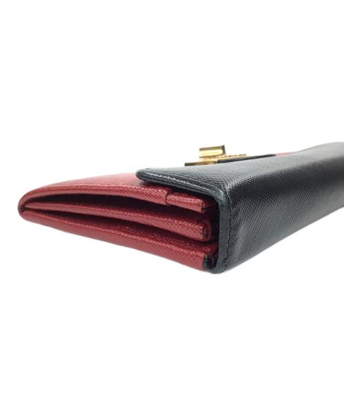 PRADA（プラダ）PRADA (プラダ) 長財布 ブラック×レッドの古着・服飾アイテム