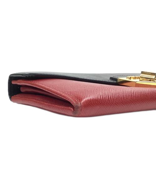 PRADA（プラダ）PRADA (プラダ) 長財布 ブラック×レッドの古着・服飾アイテム