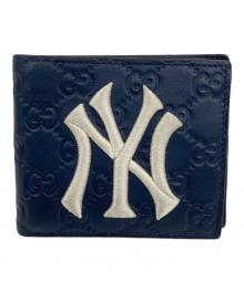 GUCCI×NEW YORK YANKEES（グッチ×ニューヨークヤンキース）の古着「グッチシマ　2つ折り札入れ」｜ネイビー