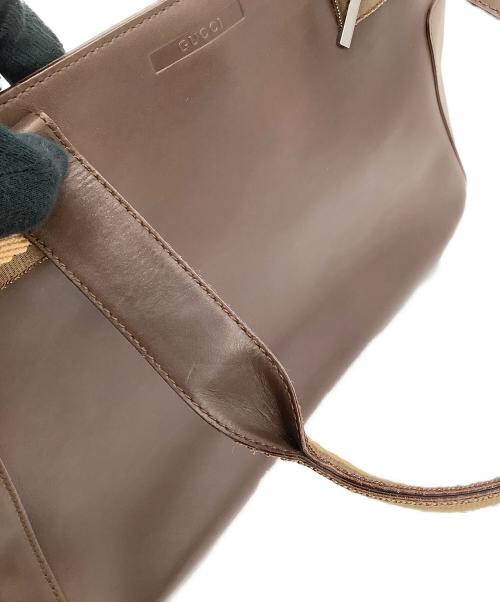 GUCCI（グッチ）GUCCI (グッチ) レザートートバッグ ブラウンの古着・服飾アイテム