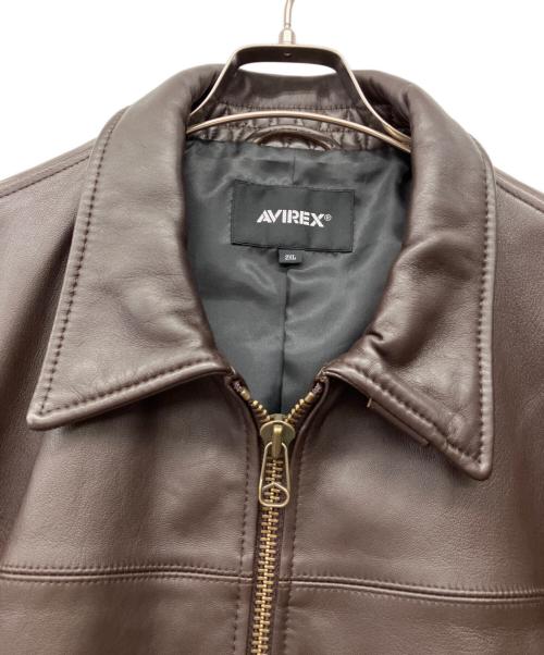 AVIREX（アヴィレックス）AVIREX (アヴィレックス) レザージャケット ブラウン サイズ:2XLの古着・服飾アイテム
