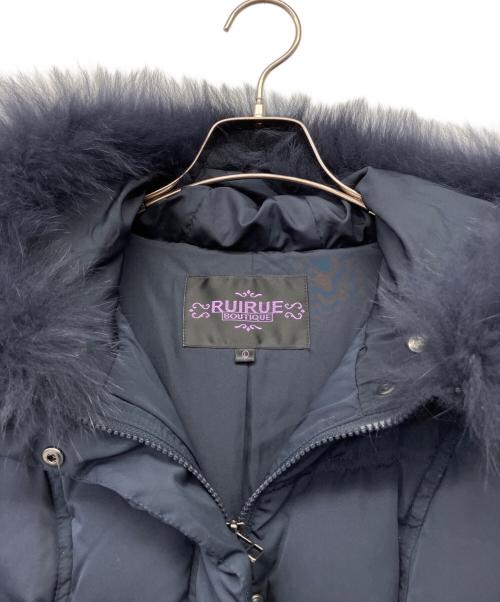 RUIRUE BOUTIQUE（ルイルエブティック）RUIRUE BOUTIQUE (ルイルエブティック) フォックスファー付ダウンコート ネイビー サイズ:Lの古着・服飾アイテム