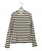 JIL SANDER+ジルサンダープラス）の古着「ロゴパッチボーダー長袖カットソー」｜ベージュ×ブラック