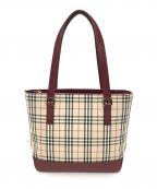 BURBERRYバーバリー）の古着「ノバチェックトートバッグ」｜ベージュ×レッド