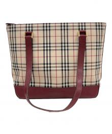 BURBERRY（バーバリー）の古着「ノバチェックトートバッグ」｜ベージュ×レッド