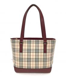 BURBERRY（バーバリー）の古着「ノバチェックトートバッグ」｜ベージュ×レッド