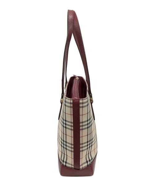 BURBERRY（バーバリー）BURBERRY (バーバリー) ノバチェックトートバッグ ベージュ×レッドの古着・服飾アイテム