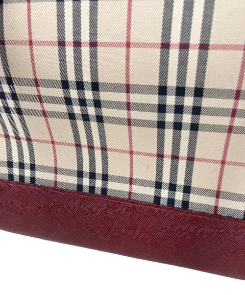 BURBERRY（バーバリー）BURBERRY (バーバリー) ノバチェックトートバッグ ベージュ×レッドの古着・服飾アイテム