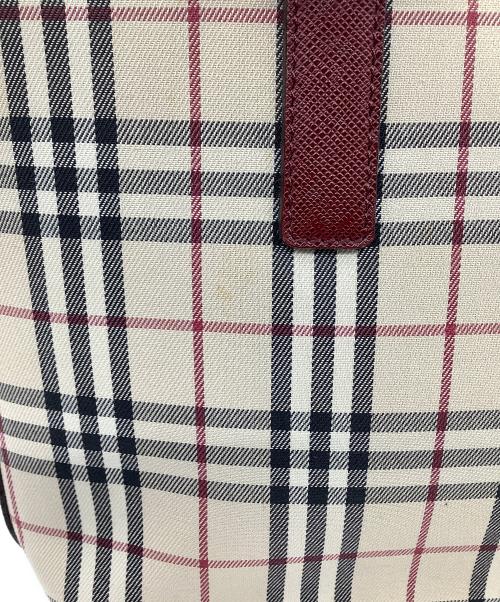 BURBERRY（バーバリー）BURBERRY (バーバリー) ノバチェックトートバッグ ベージュ×レッドの古着・服飾アイテム