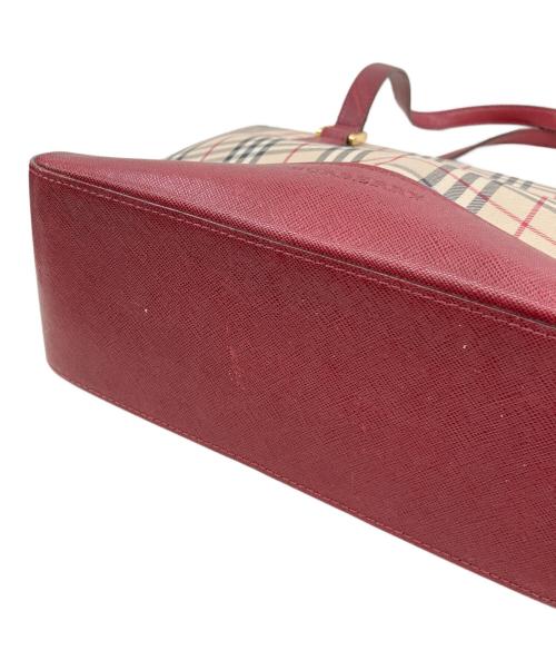 BURBERRY（バーバリー）BURBERRY (バーバリー) ノバチェックトートバッグ ベージュ×レッドの古着・服飾アイテム