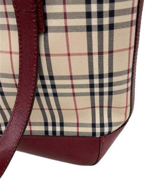 BURBERRY（バーバリー）BURBERRY (バーバリー) ノバチェックトートバッグ ベージュ×レッドの古着・服飾アイテム