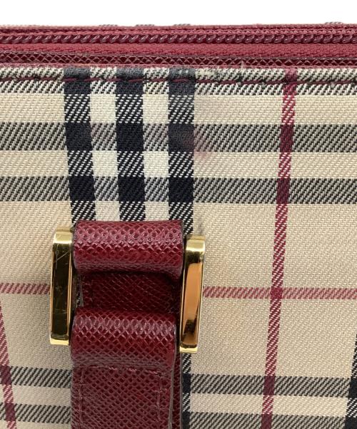 BURBERRY（バーバリー）BURBERRY (バーバリー) ノバチェックトートバッグ ベージュ×レッドの古着・服飾アイテム