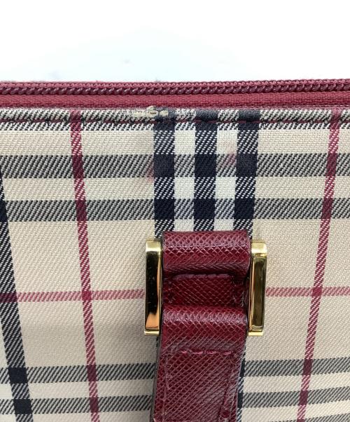 BURBERRY（バーバリー）BURBERRY (バーバリー) ノバチェックトートバッグ ベージュ×レッドの古着・服飾アイテム