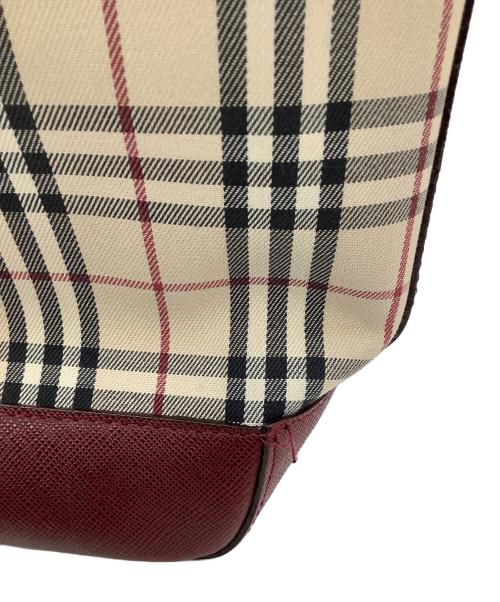 BURBERRY（バーバリー）BURBERRY (バーバリー) ノバチェックトートバッグ ベージュ×レッドの古着・服飾アイテム