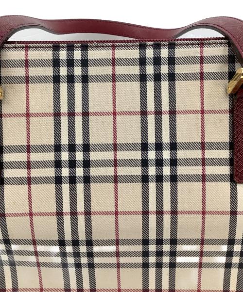 BURBERRY（バーバリー）BURBERRY (バーバリー) ノバチェックトートバッグ ベージュ×レッドの古着・服飾アイテム