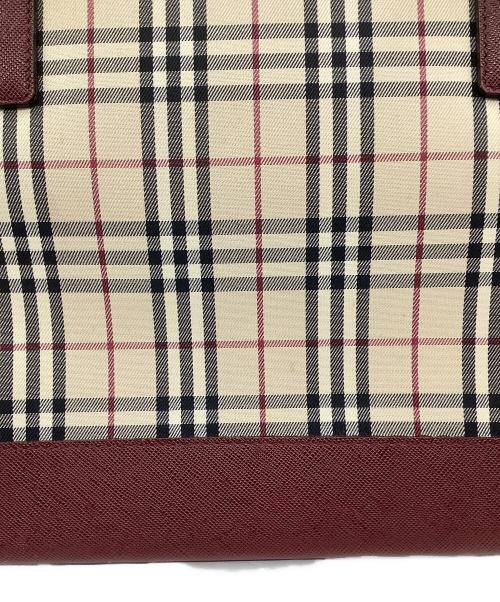 BURBERRY（バーバリー）BURBERRY (バーバリー) ノバチェックトートバッグ ベージュ×レッドの古着・服飾アイテム