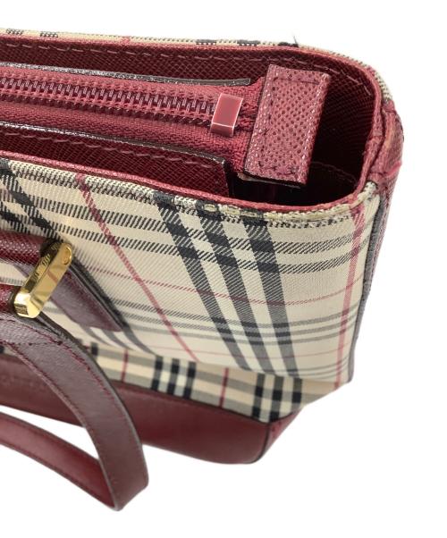 BURBERRY（バーバリー）BURBERRY (バーバリー) ノバチェックトートバッグ ベージュ×レッドの古着・服飾アイテム
