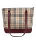 BURBERRY (バーバリー) ノバチェックトートバッグ ベージュ×レッド：28000円