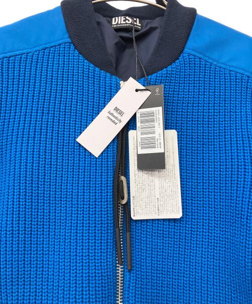 DIESEL（ディーゼル）DIESEL (ディーゼル) K-OHIO KNIT SWITCH JACKET FLIGHT BLUSON ブルー サイズ:S 未使用品の古着・服飾アイテム