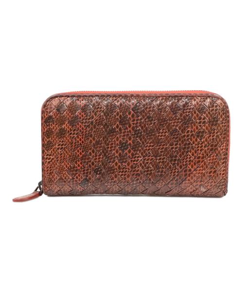 BOTTEGA VENETA（ボッテガベネタ）BOTTEGA VENETA (ボッテガベネタ) ラウンドファスナー財布 オレンジの古着・服飾アイテム
