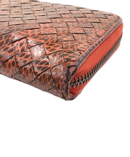 BOTTEGA VENETA（ボッテガベネタ）BOTTEGA VENETA (ボッテガベネタ) ラウンドファスナー財布 オレンジの古着・服飾アイテム