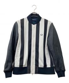 FRED PERRY（フレッドペリー）の古着「STRIPE BOMBER JACKET」｜ネイビー