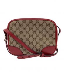 GUCCI（グッチ）の古着「GGキャンバス　ショルダーバッグ」｜ベージュ×レッド