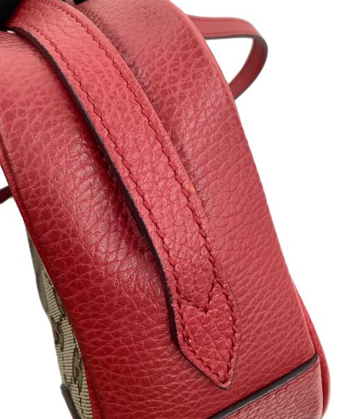 GUCCI（グッチ）GUCCI (グッチ) GGキャンバス　ショルダーバッグ ベージュ×レッドの古着・服飾アイテム